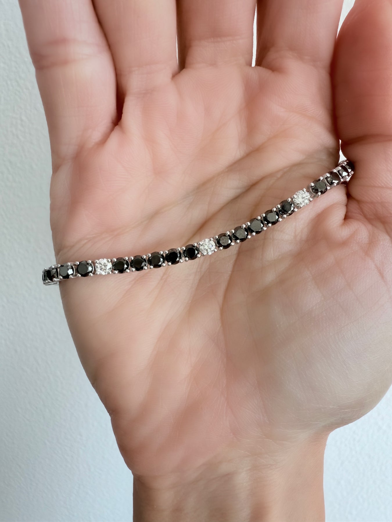 Natural Black & White Diamonds Tennis Bracelet