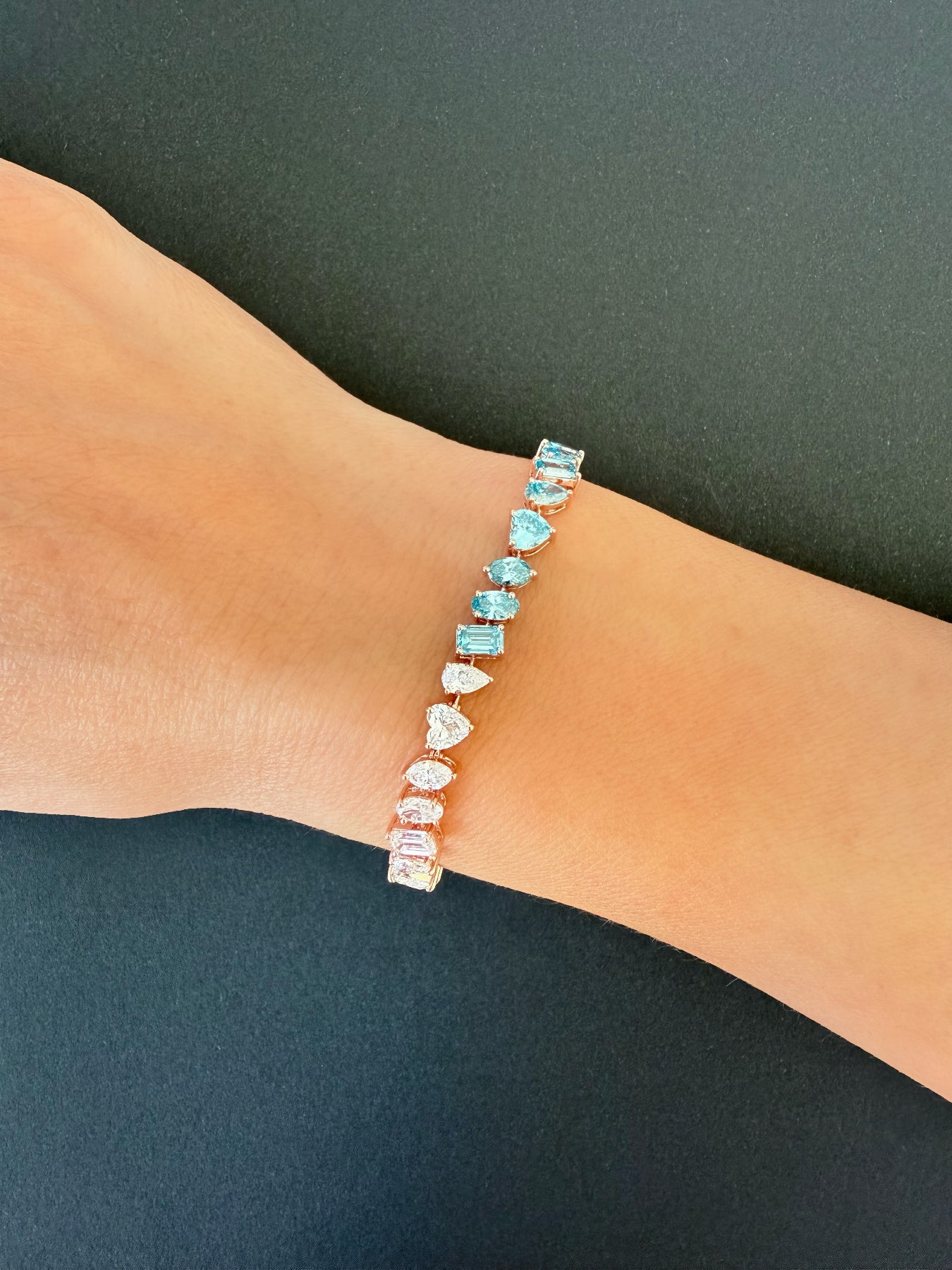 Multi Shape Blue & White Diamonds Bracelet