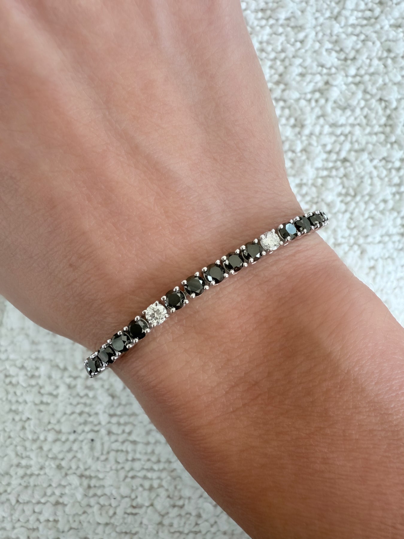 Natural Black & White Diamonds Tennis Bracelet