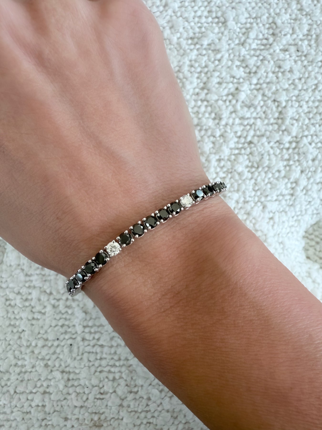 Natural Black & White Diamonds Tennis Bracelet