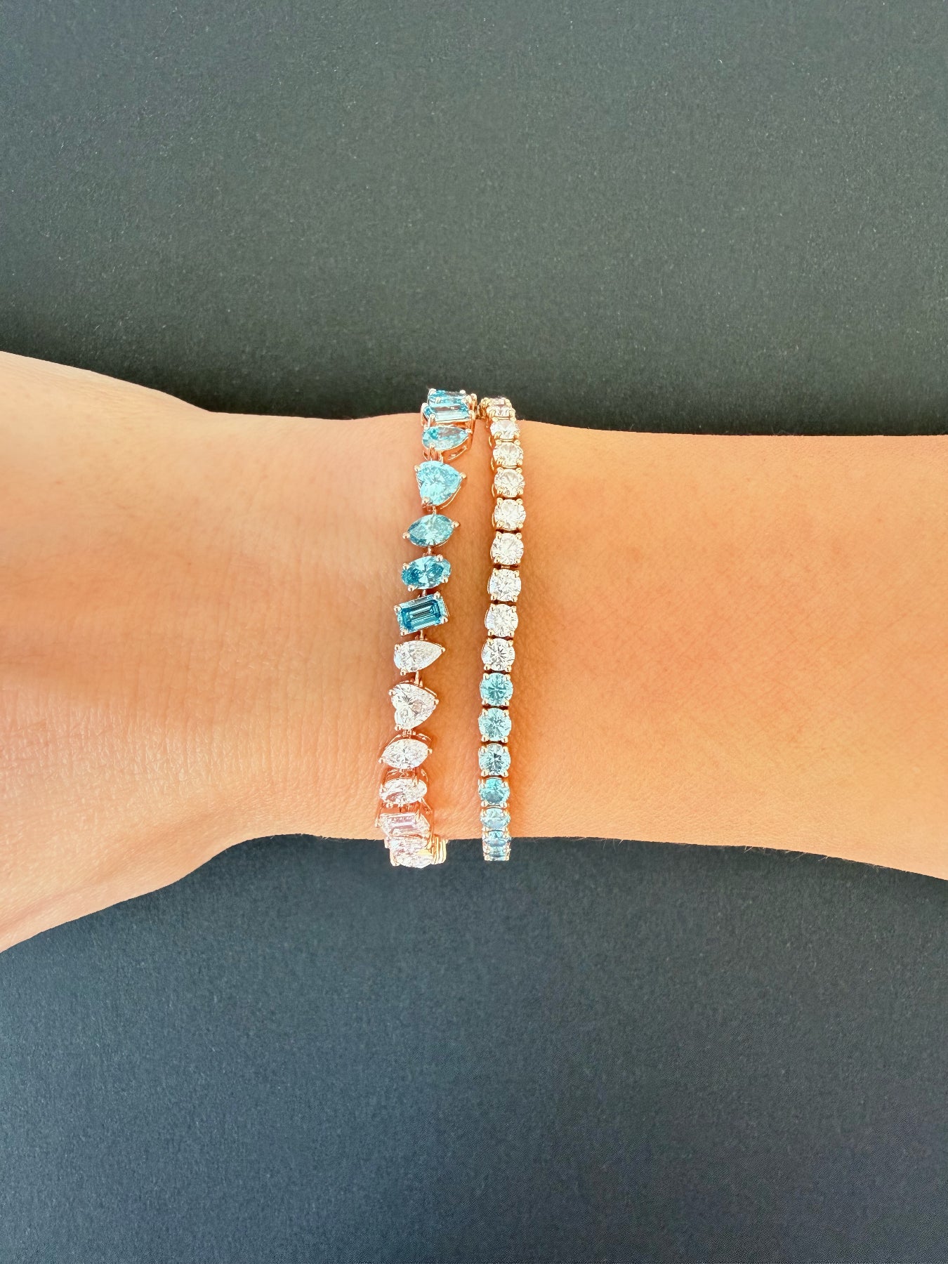 Multi Shape Blue & White Diamonds Bracelet