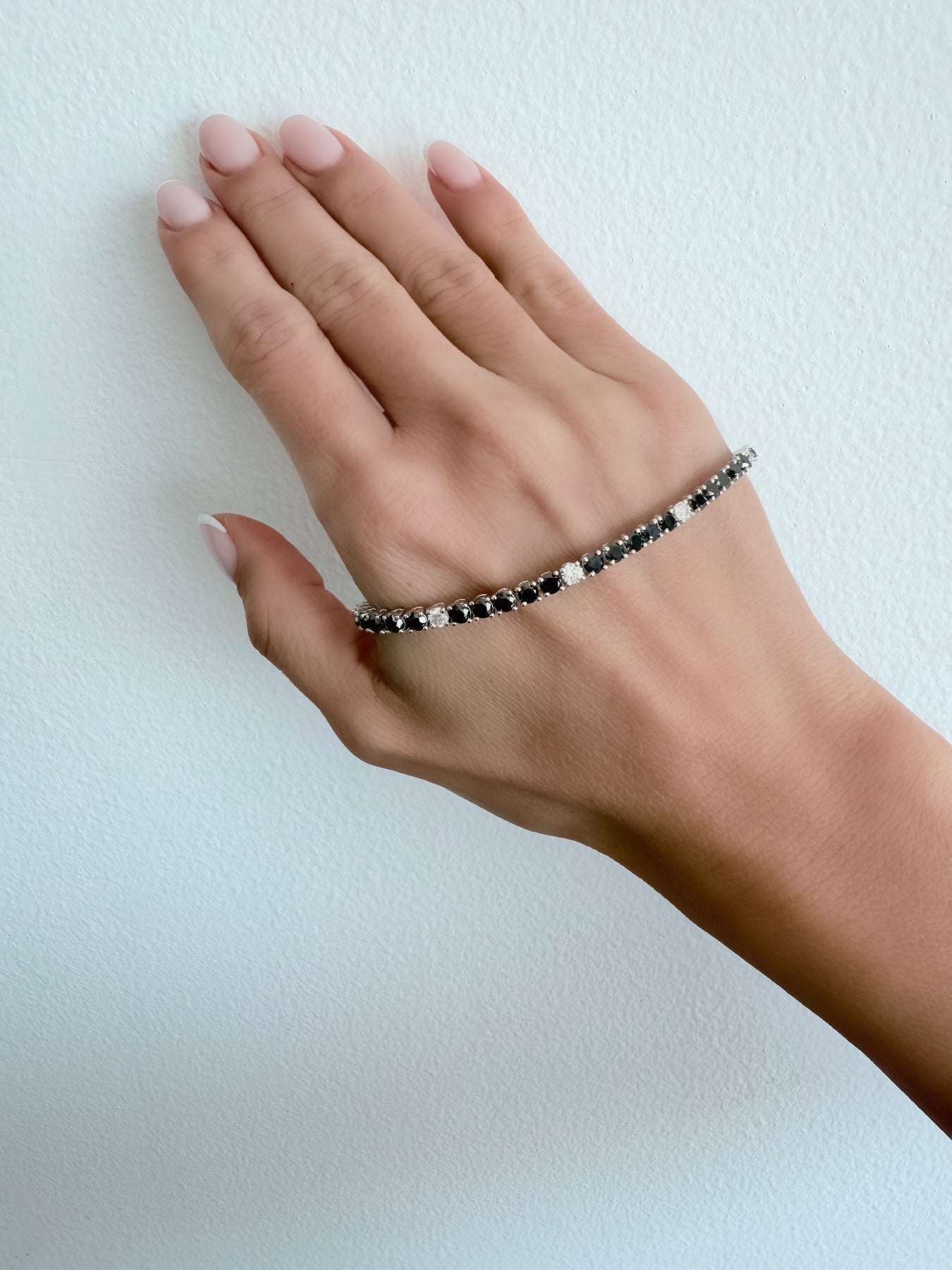 Natural Black & White Diamonds Tennis Bracelet