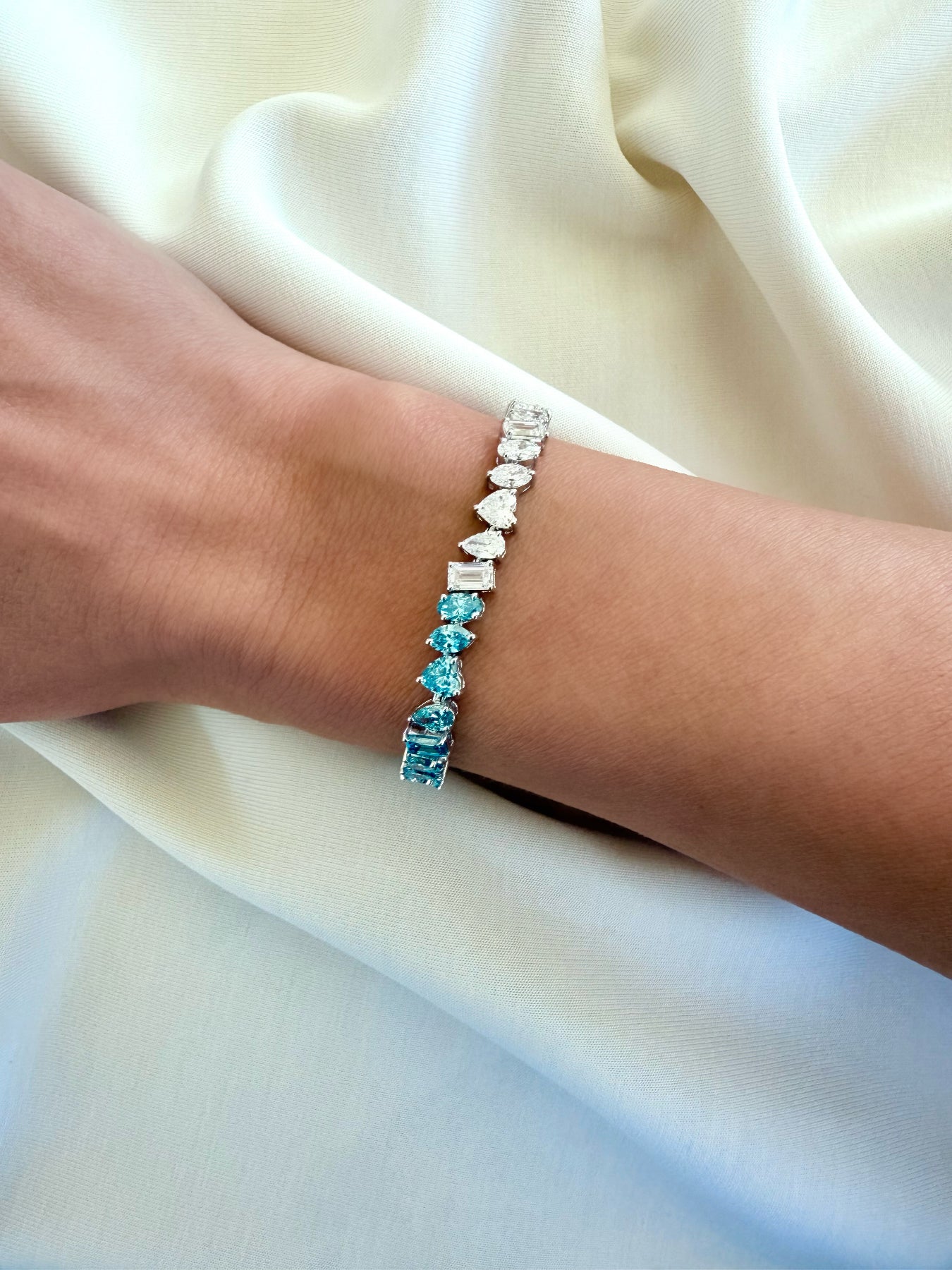 Multi Shape Blue & White Diamonds Bracelet