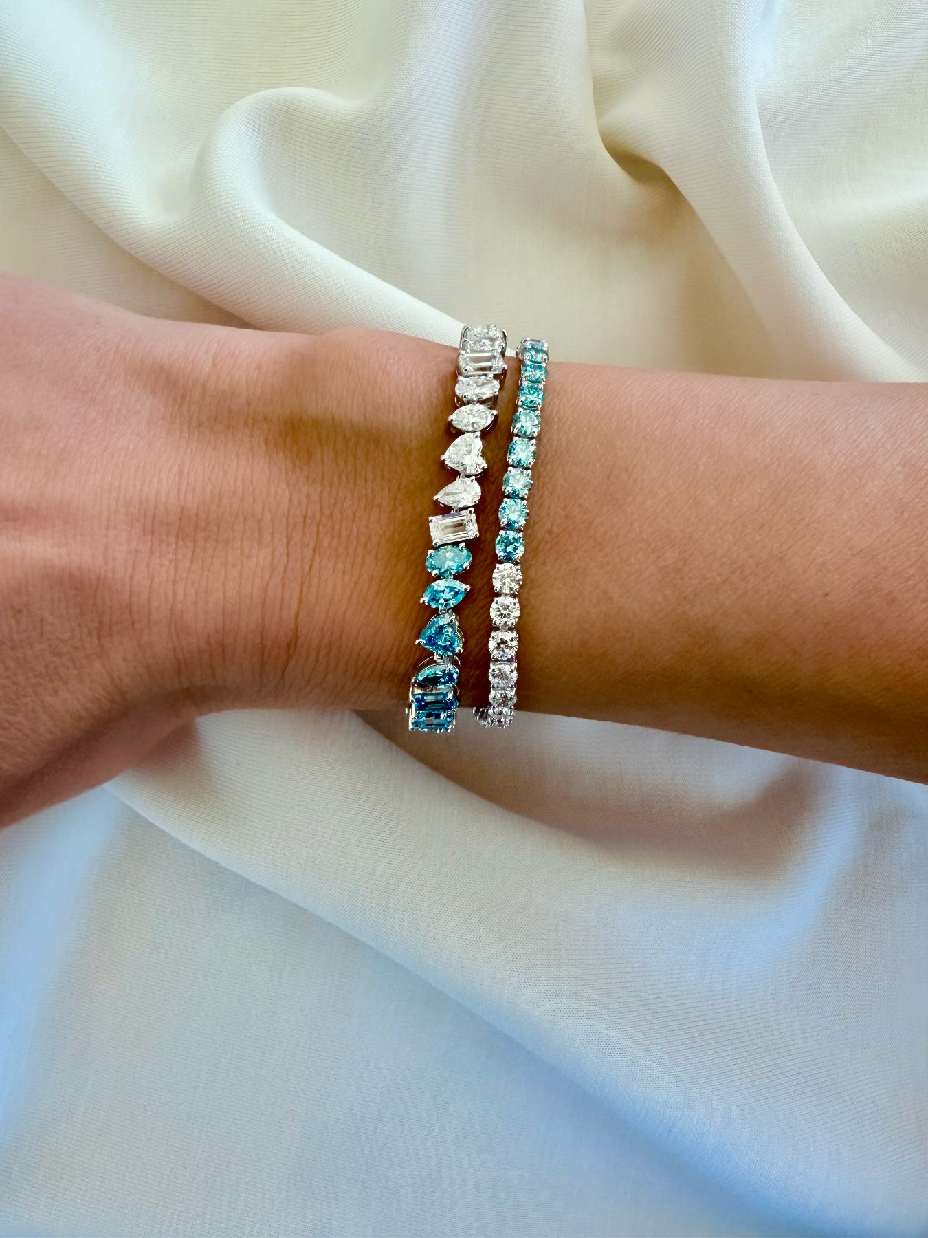 Multi Shape Blue & White Diamonds Bracelet